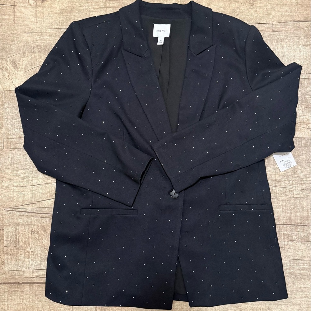 Nine West Rhinestone Embroidered Blazer, NWT